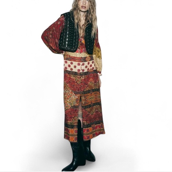 Zara Boho Midi Dress – Size M - Picture 2 of 7